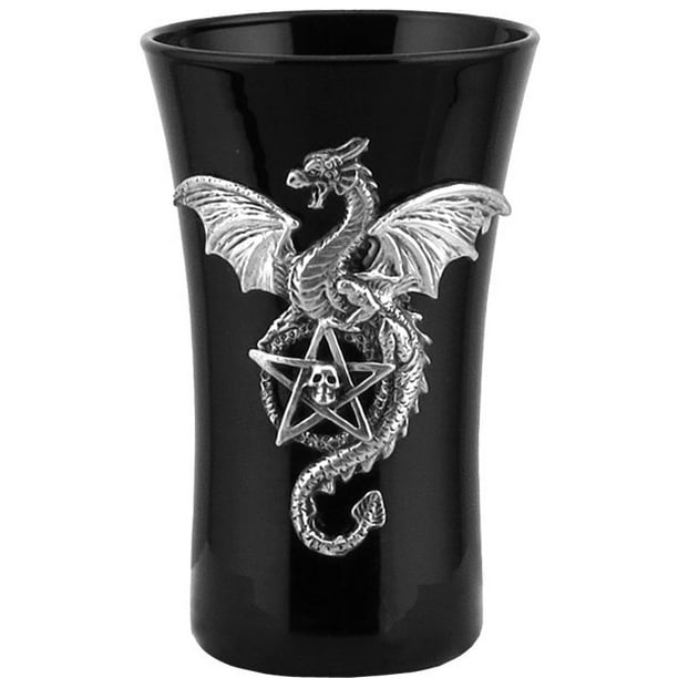 Dragon with Pentagram Shot Glass Black and Silver Color
